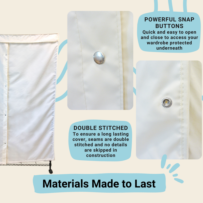 Portable Garment Rack Cover 48"W x 18"D x 75"H Off-White