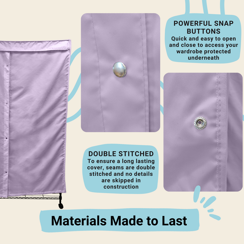 Portable Garment Rack Cover 48"W x 18"D x 75"H Lilac Purple