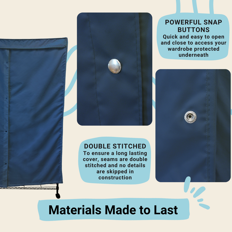 Portable Garment Rack Cover 36"W x 18"D x 68"H Dusty Blue