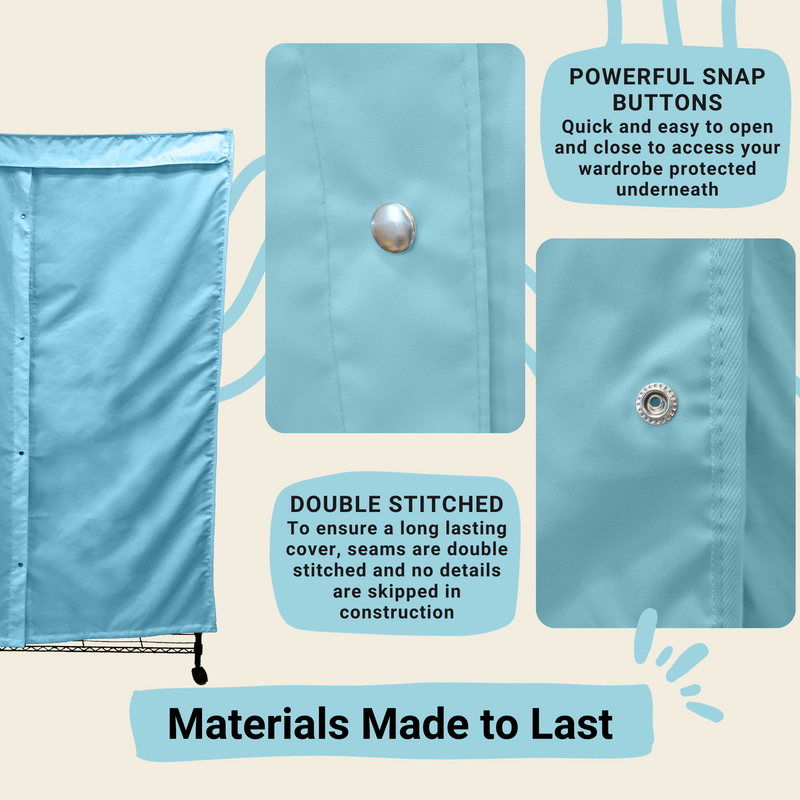 Portable Garment Rack Cover 36"W x 18"D x 68"H Glacier Blue