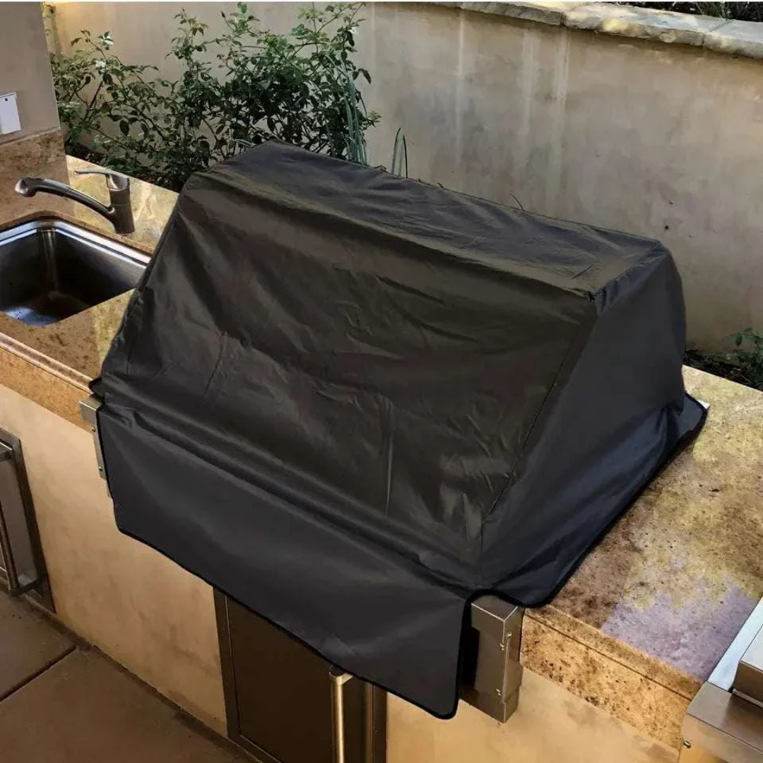 lifestyle - Built-In BBQ Outdoor Gas Grill Cover Vinyl Black