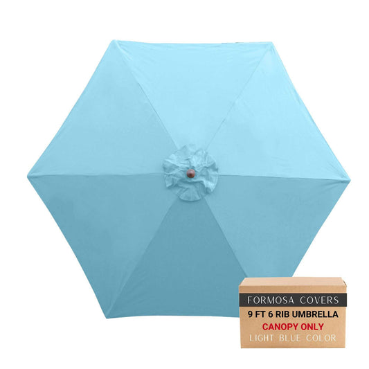 Light blue 9ft market patio umbrella 6 rib replacement canopy.