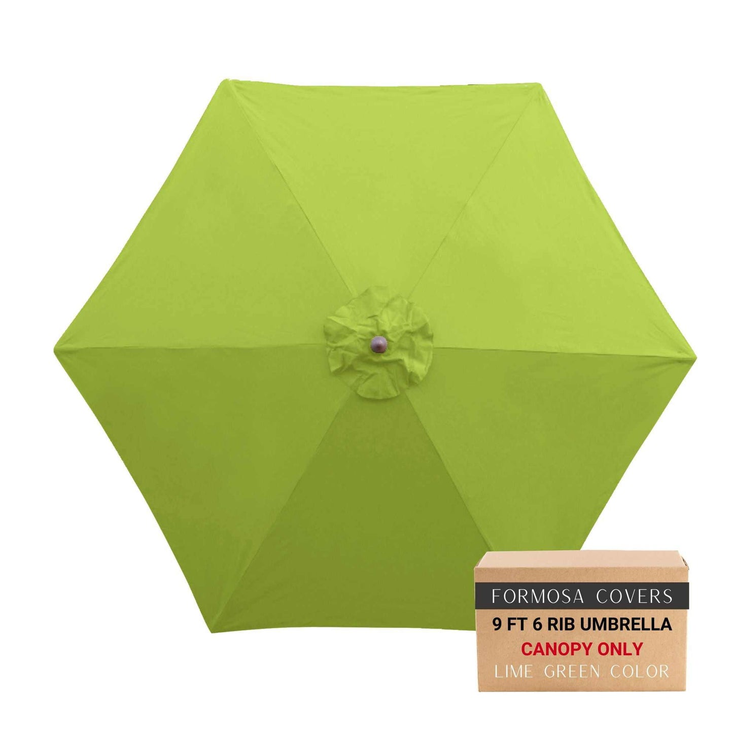9ft Market Patio Umbrella 6 Rib Replacement Canopy in Avocado Lime Green, durable polyester with UV and water protection.