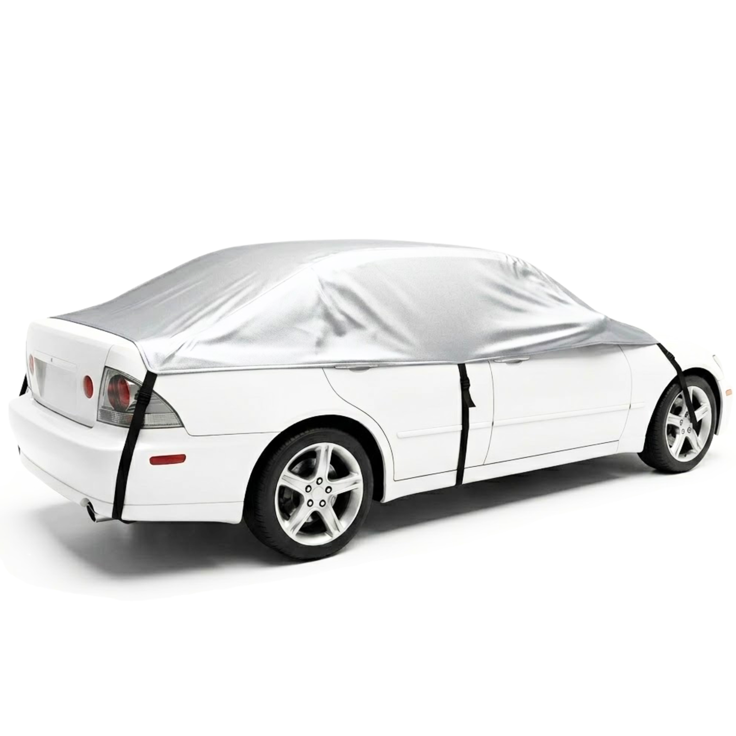 Windshield sun shade full top cover for small to midsize cars with full front protection and adjustable straps