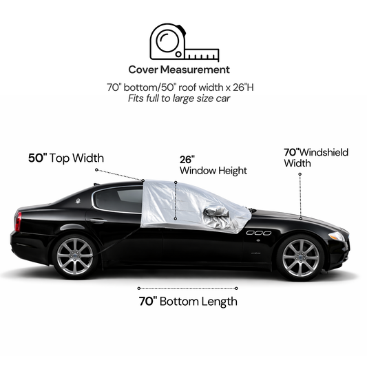 Car Snow and Windshield Sun Shade Half Top Cover fits Full to Large Size Car - Formosa Covers