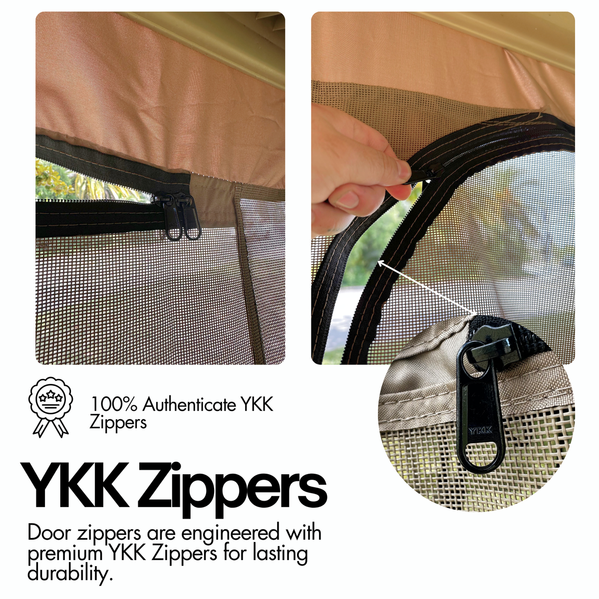 2+2 Passenger Golf Cart Driving Enclosure Cover (4 Passenger Short Roof 58") Texteline Mesh Taupe - Formosa Covers