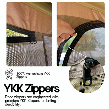 2+2 Passenger Golf Cart Driving Enclosure Cover (4 Passenger Short Roof 58") Texteline Mesh Taupe - Formosa Covers