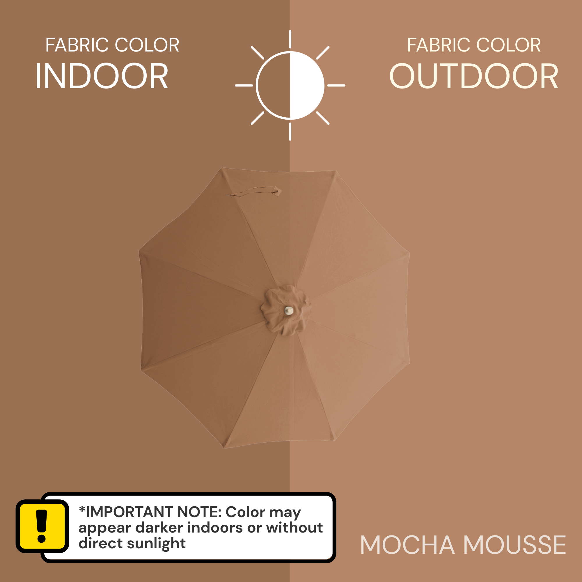 9ft Market Patio Umbrella 8 Rib Replacement Canopy Mocha Mousse - Formosa Covers