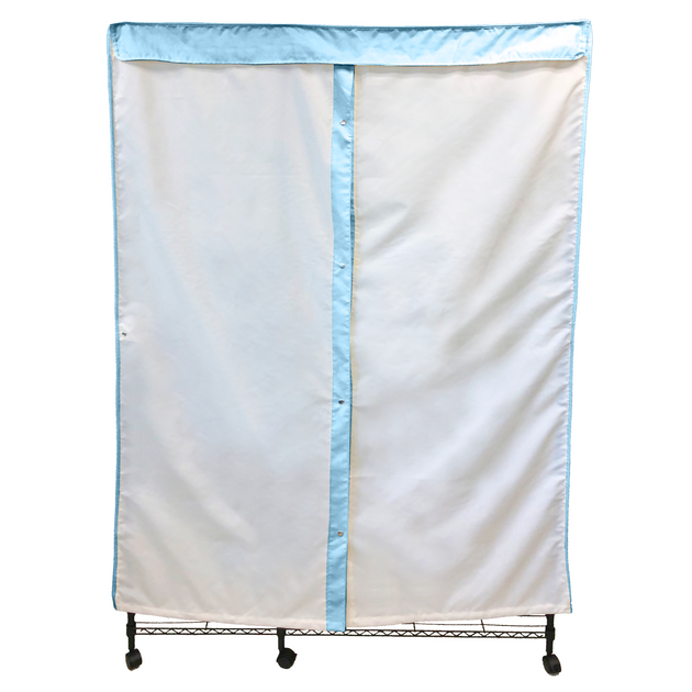 Portable Garment Rack Cover Off-White and Blue Trim 48