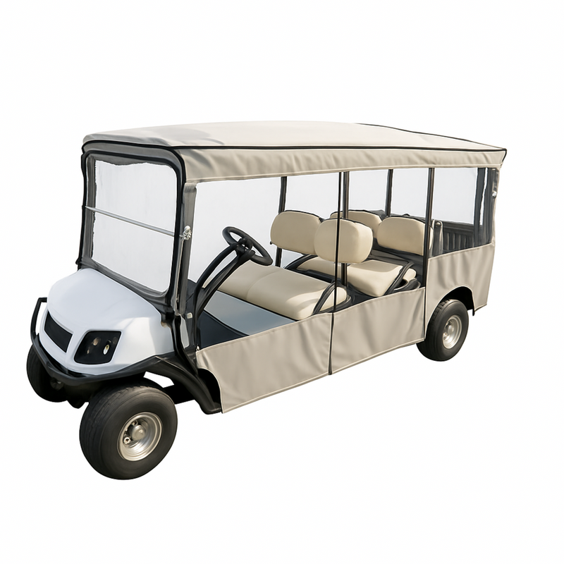 Premium tight weave 6 passenger golf cart driving enclosure cover fitting EZGO 4+2 bench in grey