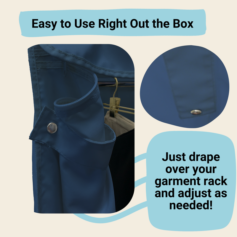 Portable Garment Rack Cover 48"W x 18"D x 75"H Dusty Blue