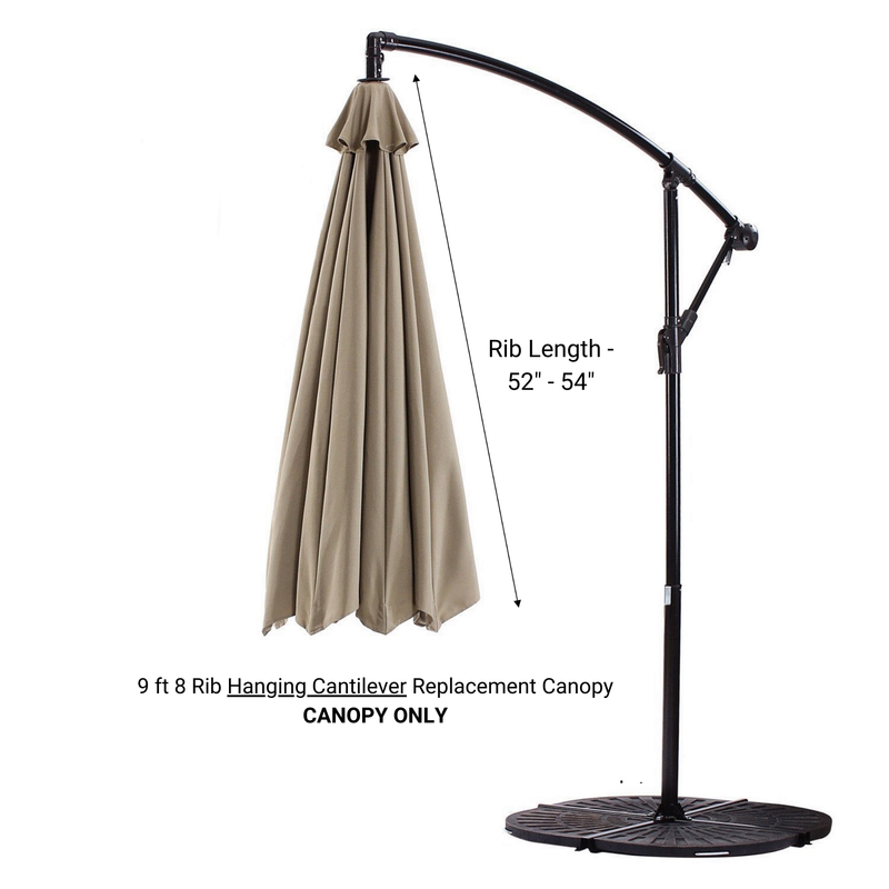 9ft Cantilever Hanging Umbrella 8 Rib Replacement Canopy Taupe