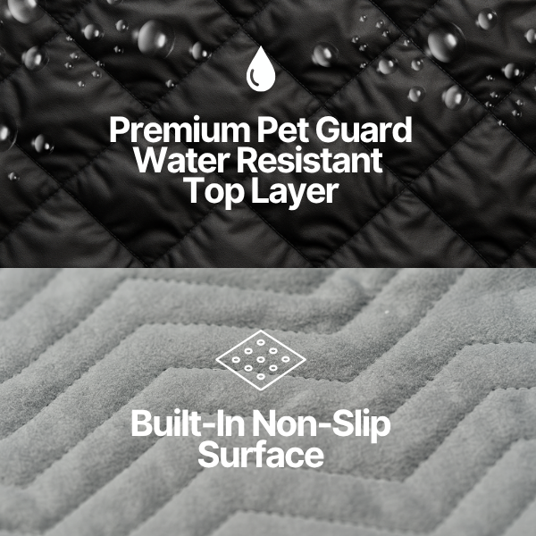 X-Large black car seat cover for pets with water-resistant top layer and non-slip surface.