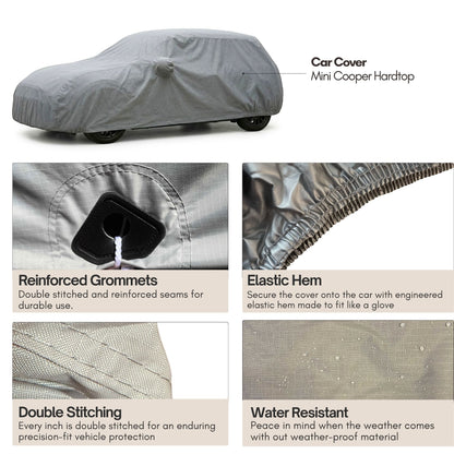 Car Cover for Mini Cooper Hardtop 2 Door and 4 Door, Convertible, Coupe, fits up to 158"L Poly 200 Grey - Formosa Covers