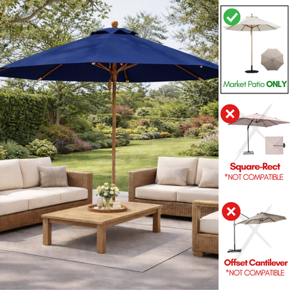 [SHIPS BY 6/16/25] 7.5ft Market Patio Umbrella 8 Rib Replacement Canopy Navy Olefin - Formosa Covers