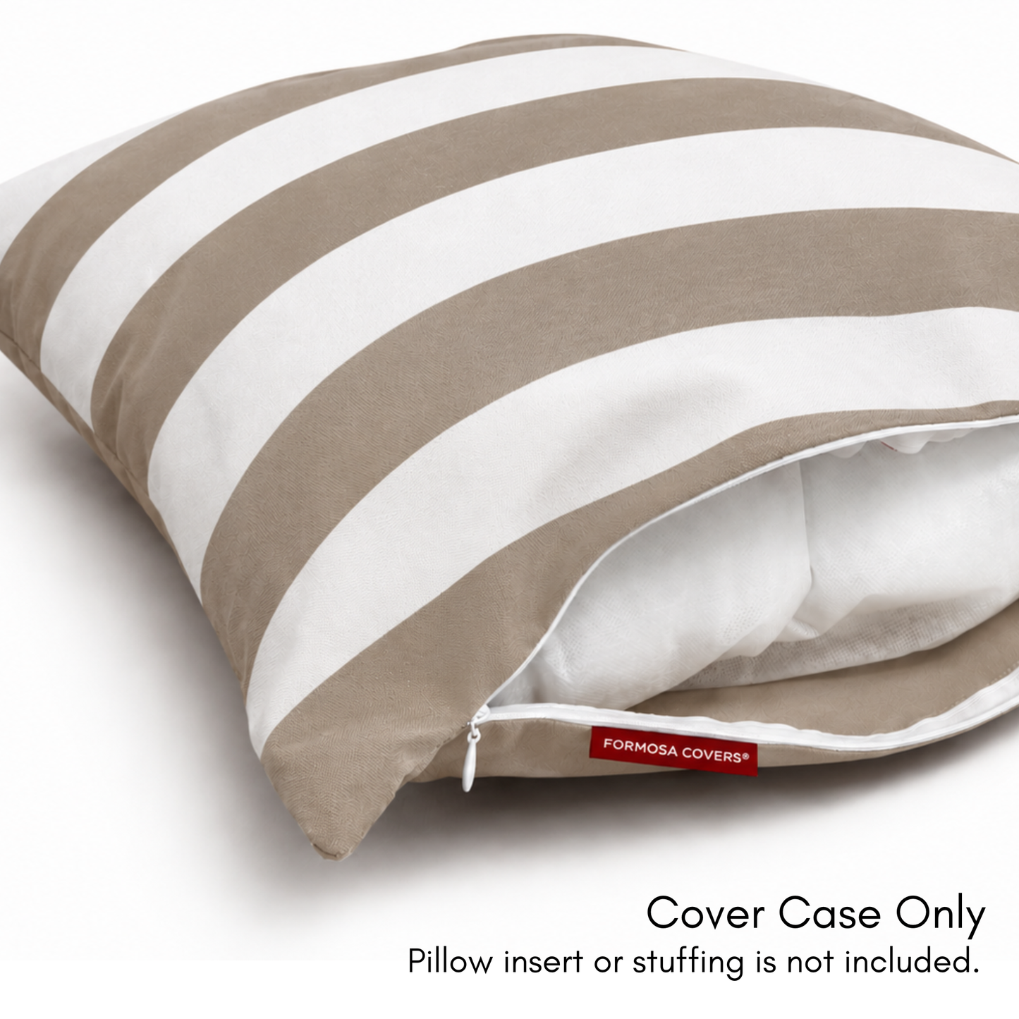 [SHIPS BY 6/16/26] Outdoor Patio Pillow Cover in Cabana Beige Stripe Olefin (2 Pack)