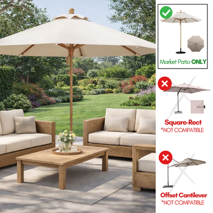 11ft Market Patio Umbrella 8 Rib Replacement Canopy Off White - Formosa Covers