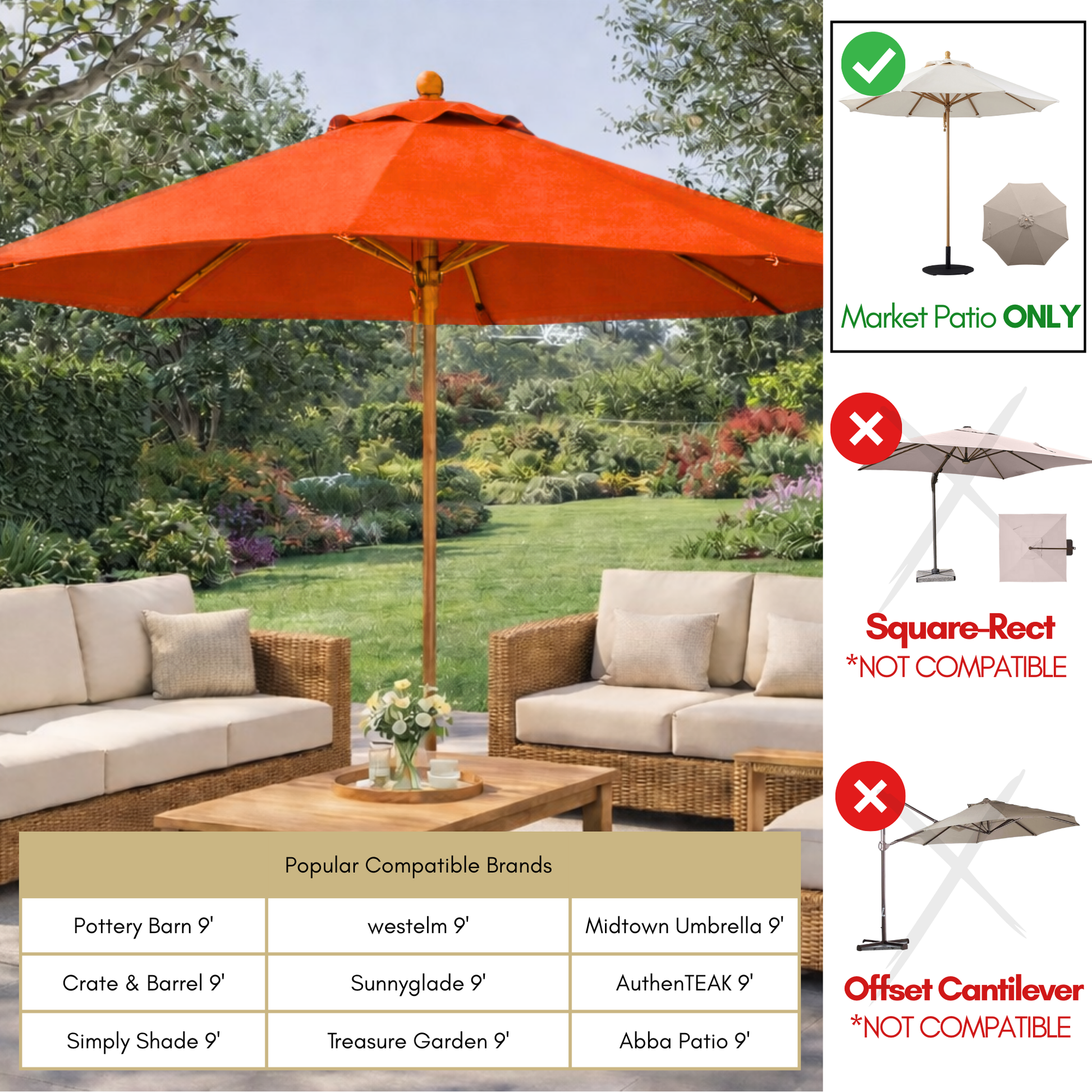 formosa patio umbrella covers 9ft Market Patio Umbrella 8 Rib Replacement Canopy Orange