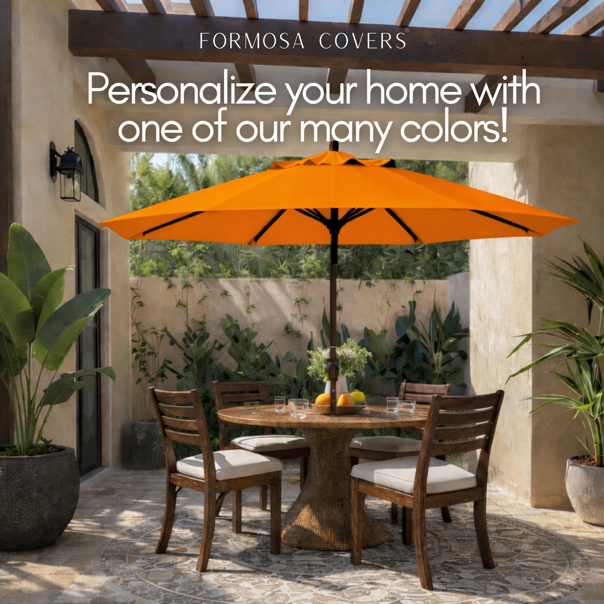 9ft Market Patio Umbrella 8 Rib Replacement Canopy Tuscan Orange - Formosa Covers