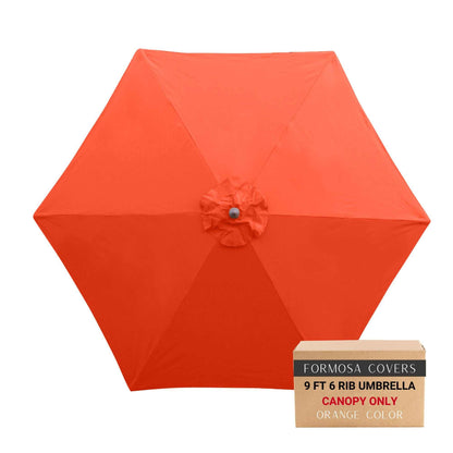 9ft orange market patio umbrella 6 rib replacement canopy with air vent