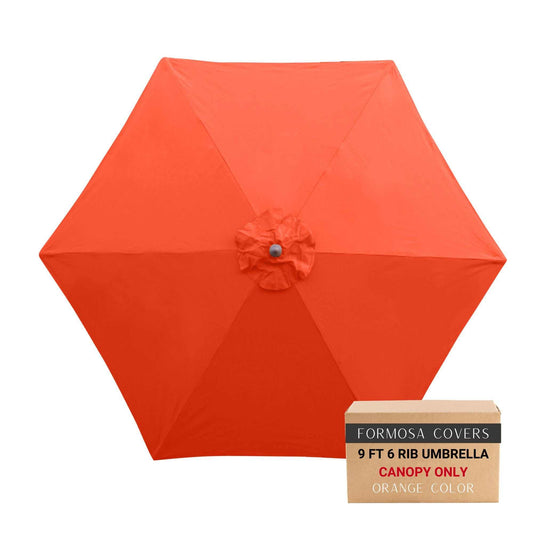 9ft orange market patio umbrella 6 rib replacement canopy with air vent