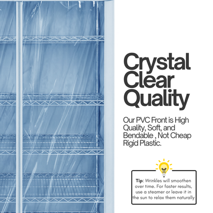 Storage Shelving Unit Cover, fits racks 60"W x 24"D x 72"H one side see through panel in Glacier Blue - Formosa Covers
