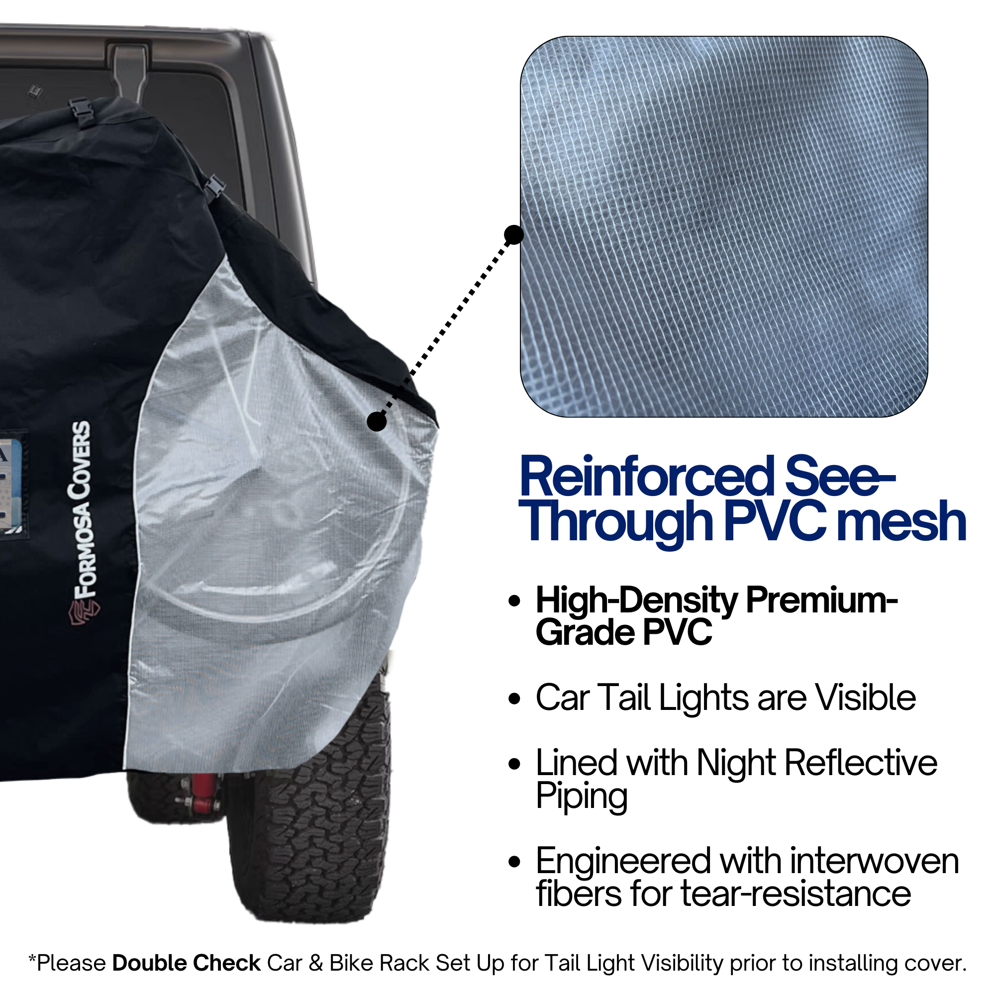 Dual Bike Rack Cover For Transport (Fits 1-2 Bicycles) Large Translucent Ends NOW with License Plate Holder