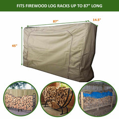 The Firewood Log Rack Outdoor and Indoor Cover from Formosa Covers, measuring 87