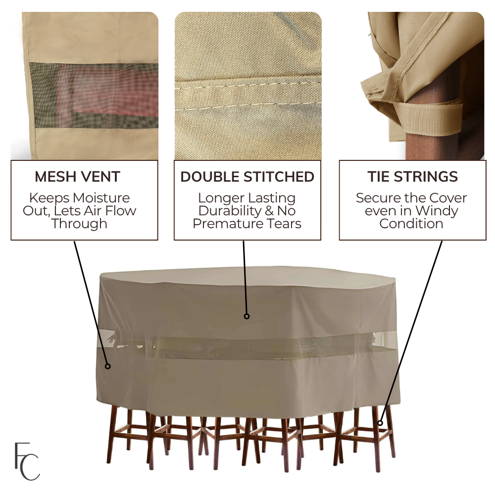 Patio Bar Height Dining Set Cover 98"Dia./L x 41"H Classic Taupe - Formosa Covers