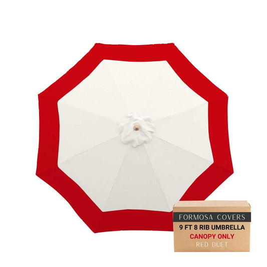 9ft Market Patio Umbrella 8 Rib Replacement Canopy in Red and White from Duet Collection