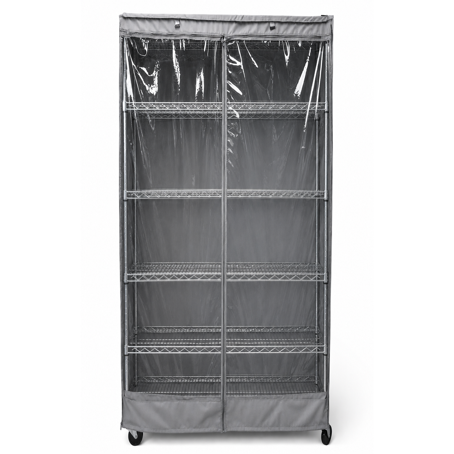 Storage Shelving Unit Cover, fits racks 24"W x 18"D x 72"H one side see through panel in Grey - Formosa Covers