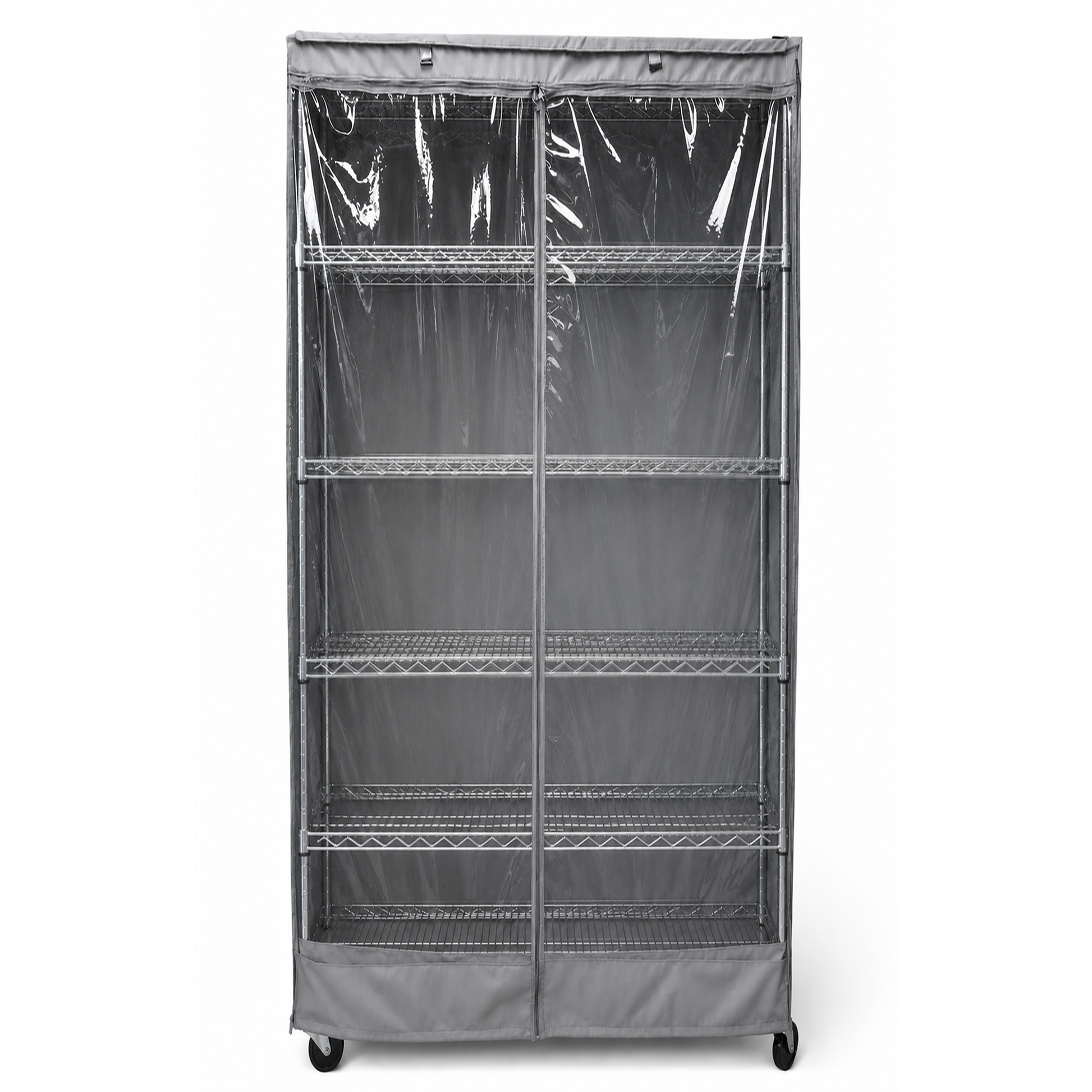 Storage Shelving Unit Cover, fits racks 24"W x 18"D x 72"H one side see through panel in Grey - Formosa Covers