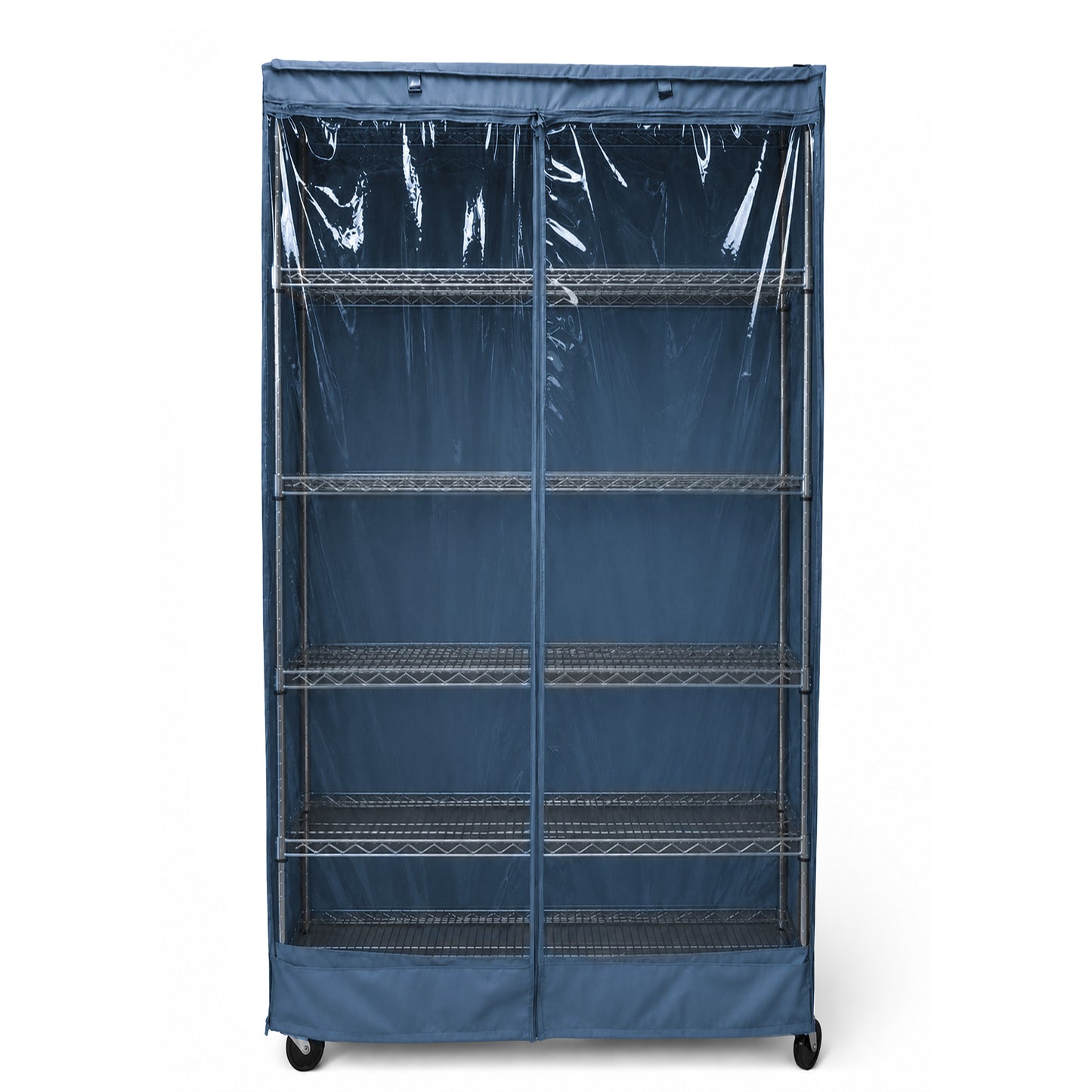 Storage Shelving Unit Cover, fits racks 36"W x 18"D x 72"H one side see through panel in Dusty Blue