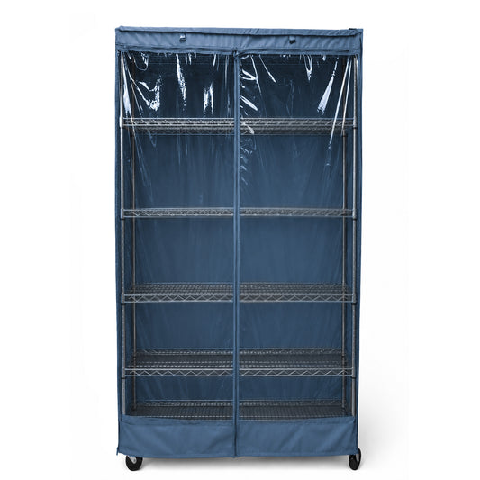 Storage Shelving Unit Cover, fits racks 36"W x 18"D x 72"H one side see through panel in Dusty Blue