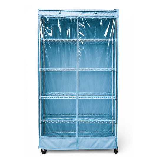 Storage Shelving Unit Cover, fits racks 36"W x 18"D x 72"H one side see through panel in Glacier Blue