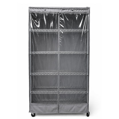 Storage Shelving Unit Cover, fits racks 36"W x 18"D x 72"H one side see through panel in Grey - Formosa Covers
