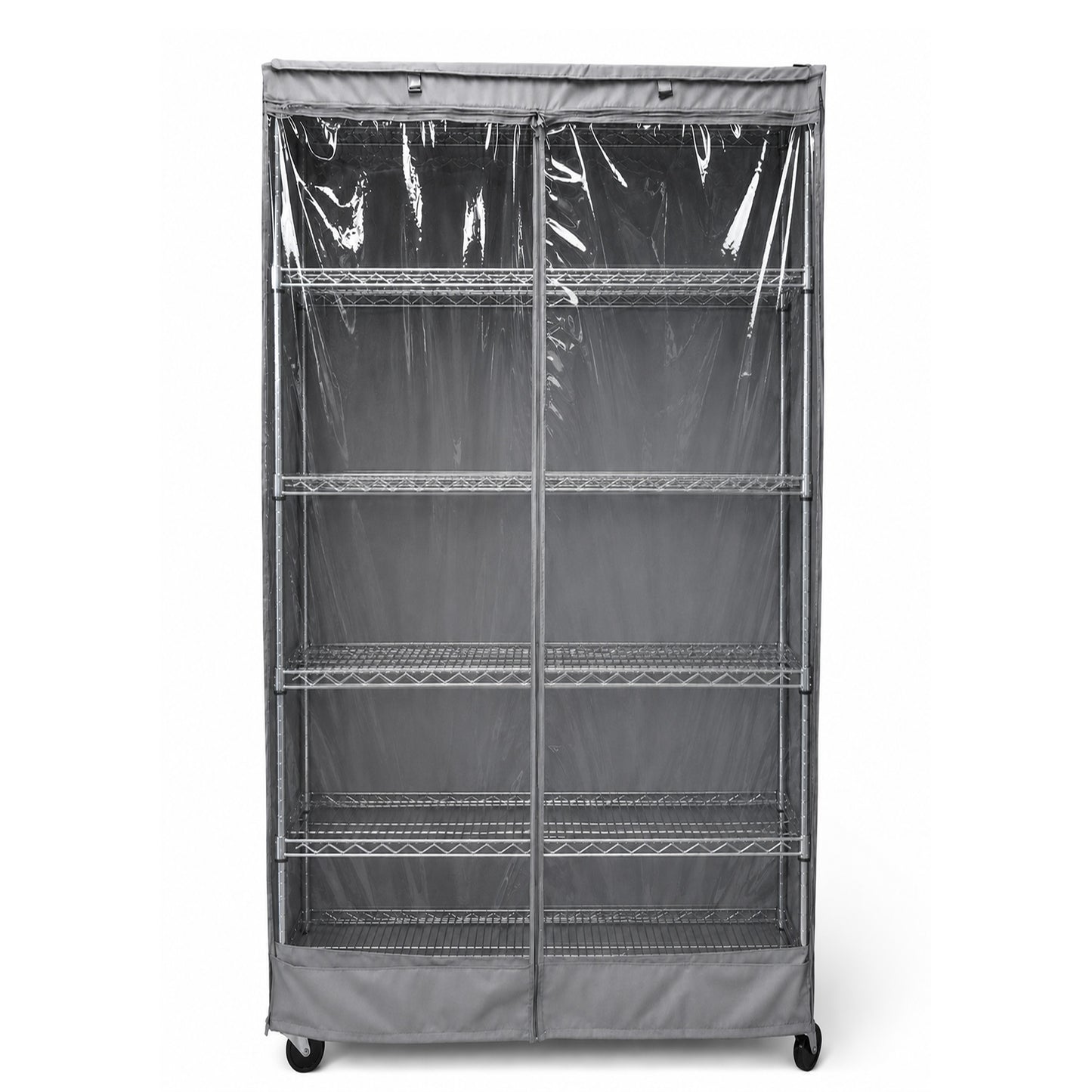Storage Shelving Unit Cover, fits racks 36"W x 24"D x 72"H one side see through panel in Grey - Formosa Covers