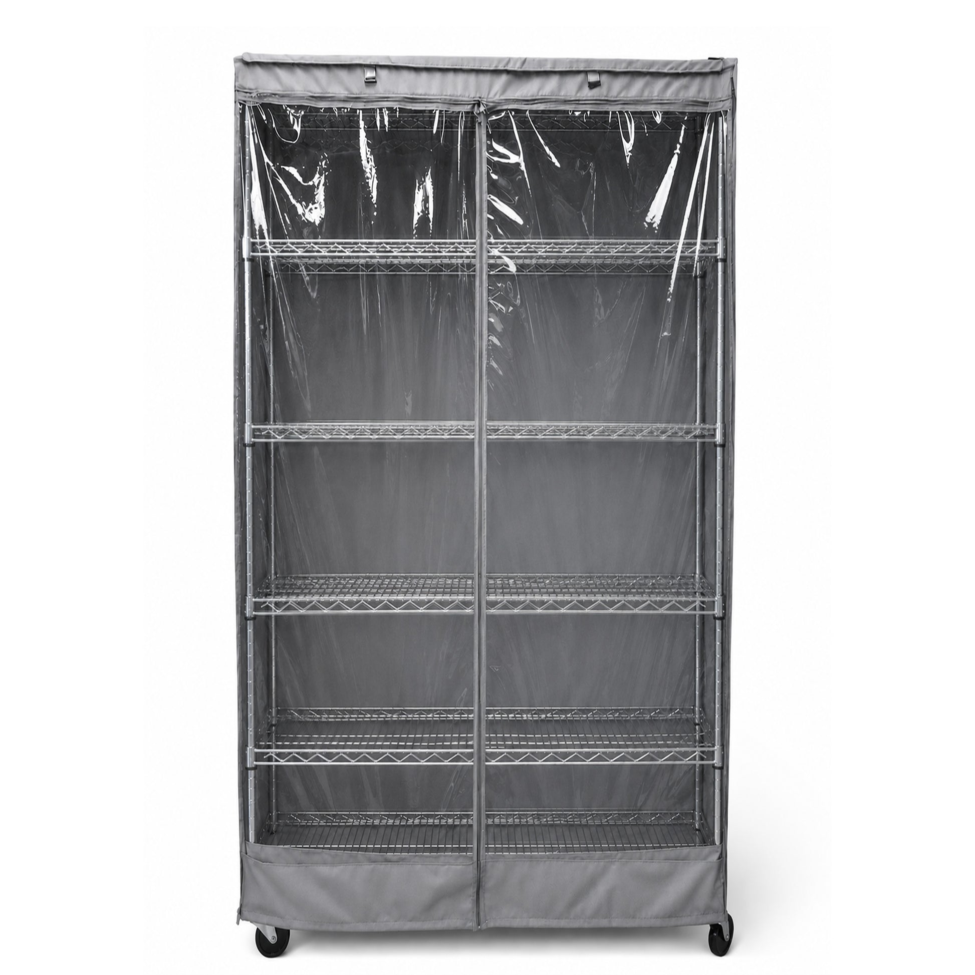 Storage Shelving Unit Cover, fits racks 36"W x 14"D x 72"H one side see through panel in Grey - Formosa Covers
