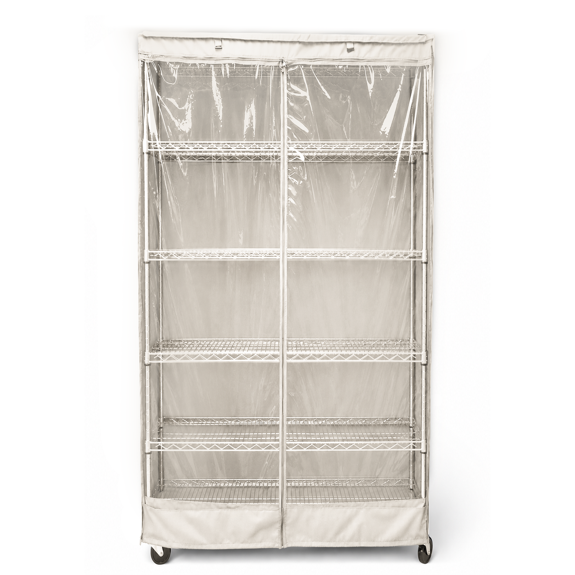 Storage Shelving Unit Cover, fits racks 36"W x 18"D x 72"H one side see through panel in Off White - Formosa Covers