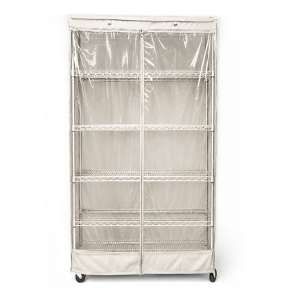 Storage Shelving Unit Cover, fits racks 36"W x 18"D x 72"H one side see through panel in Off White - Formosa Covers