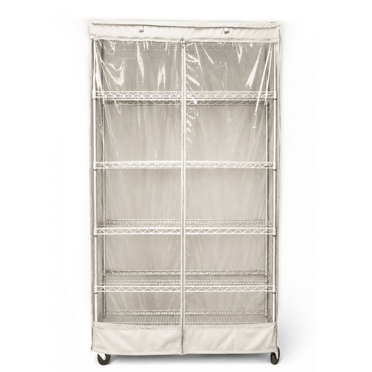 Storage Shelving Unit Cover, fits racks 36"W x 18"D x 72"H one side see through panel in Off White - Formosa Covers
