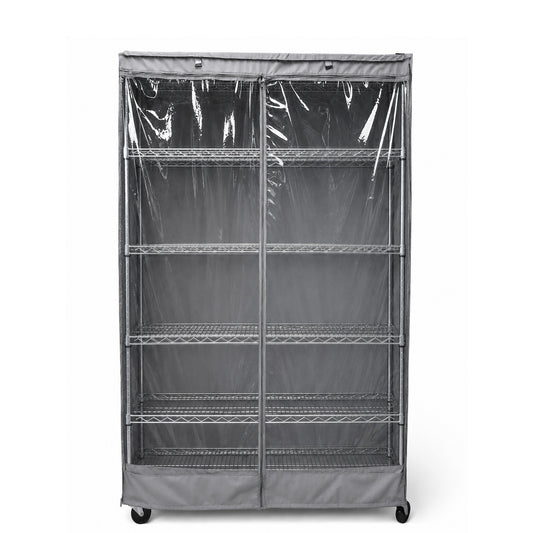 Storage Shelving Unit Cover, fits racks 36"W x 20"D x 60"H one side see through panel in Grey