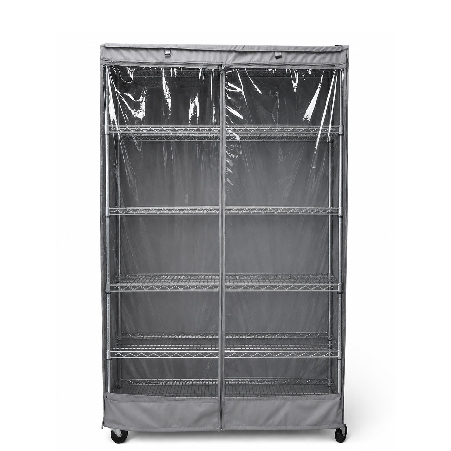 Storage Shelving Unit Cover, fits racks 30"W x 14"D x 60"H one side see through panel in Grey - Formosa Covers