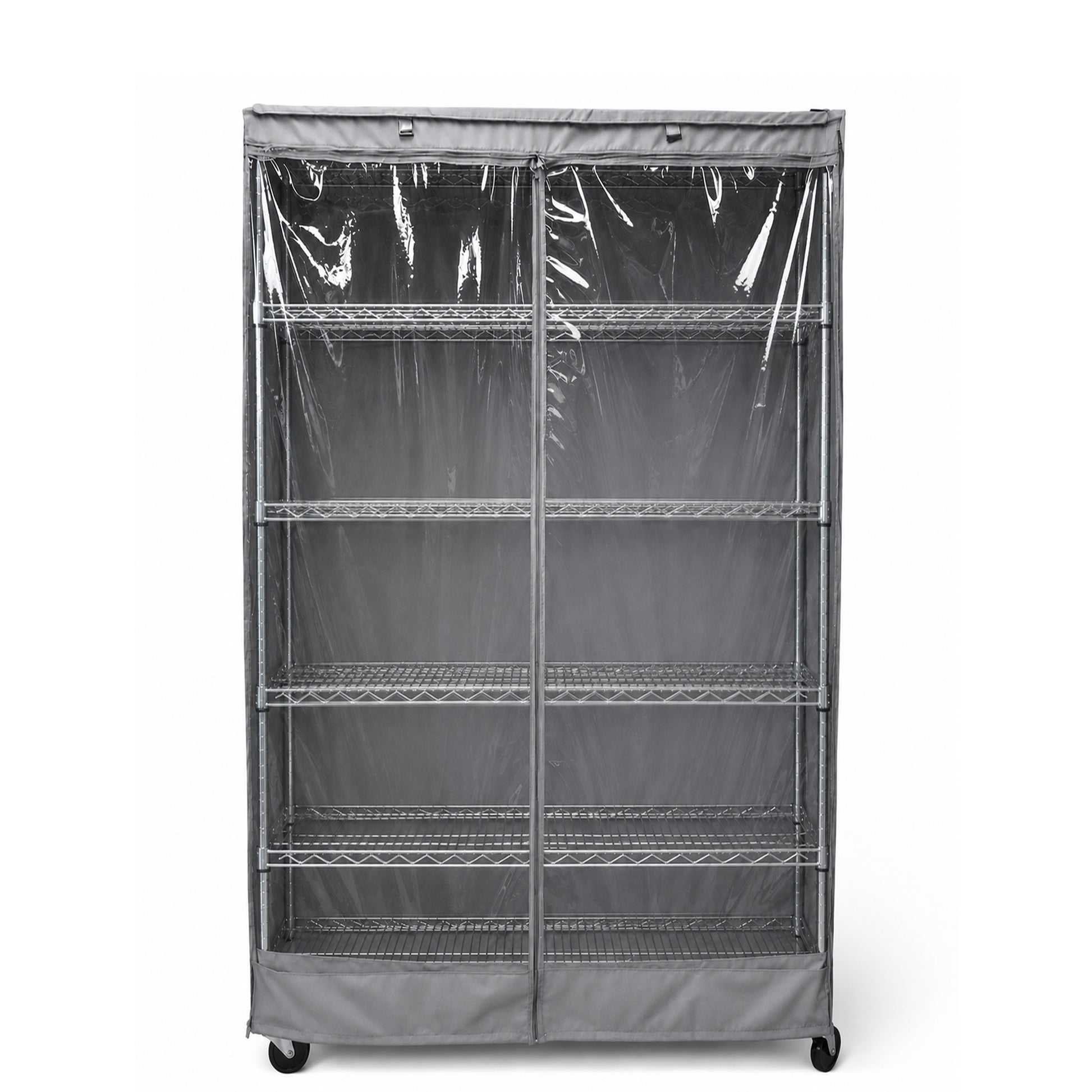 Storage Shelving Unit Cover, fits racks 30"W x 14"D x 60"H one side see through panel in Grey - Formosa Covers
