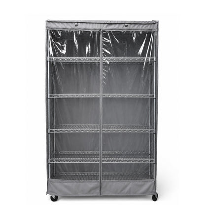 Storage Shelving Unit Cover, fits racks 30"W x 14"D x 60"H one side see through panel in Grey - Formosa Covers