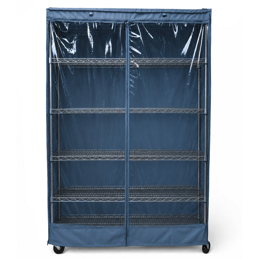 Storage Shelving Unit Cover, fits racks 48"W x 18"D x 72"H one side see through panel in Dusty Blue
