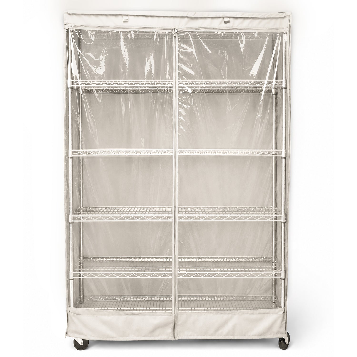 Storage Shelving Unit Cover, fits racks 48"W x 18"D x 72"H one side see through panel in Off White - Formosa Covers