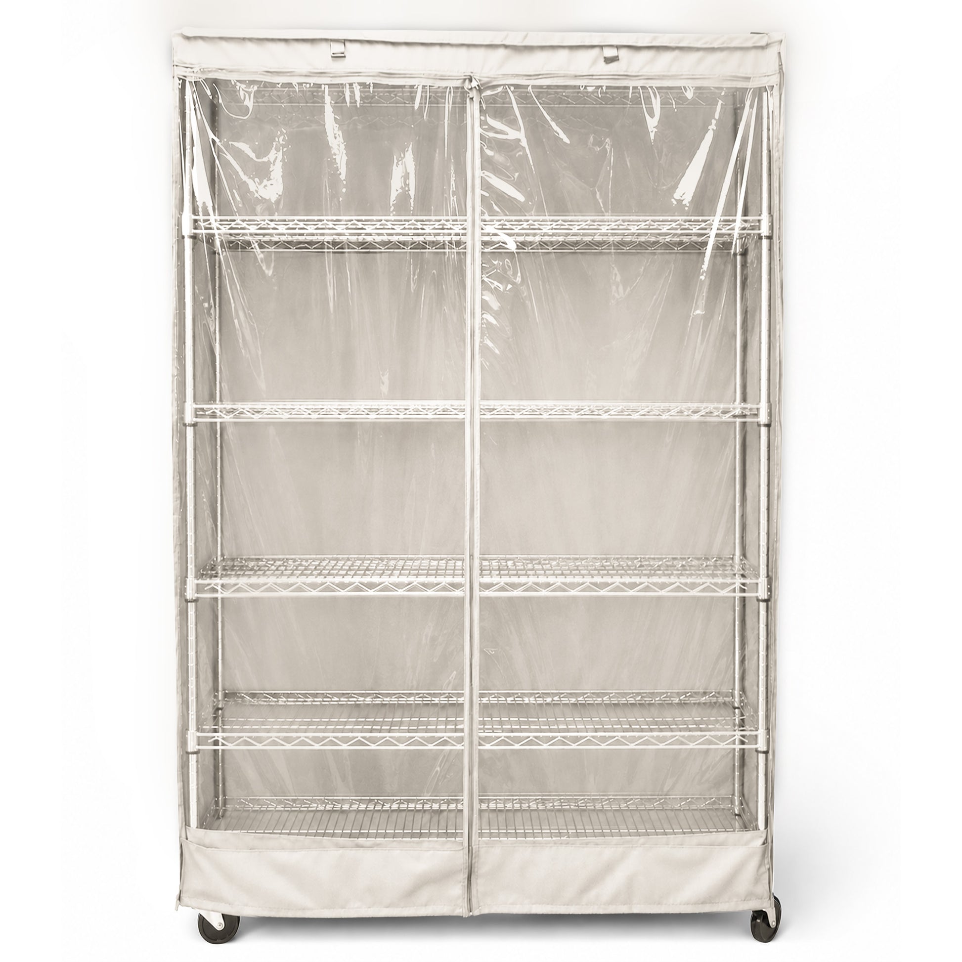 Storage Shelving Unit Cover, fits racks 48"W x 18"D x 72"H one side see through panel in Off White - Formosa Covers