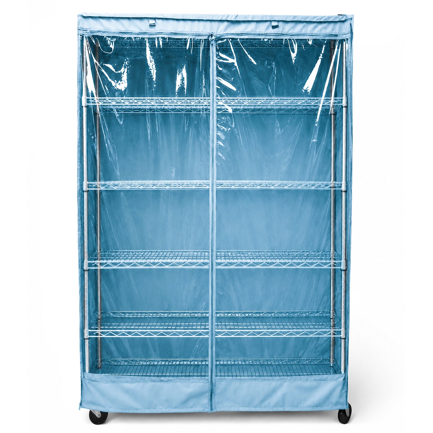 Storage Shelving Unit Cover, fits racks 48"W x 18"D x 72"H one side see through panel in Glacier Blue - Formosa Covers
