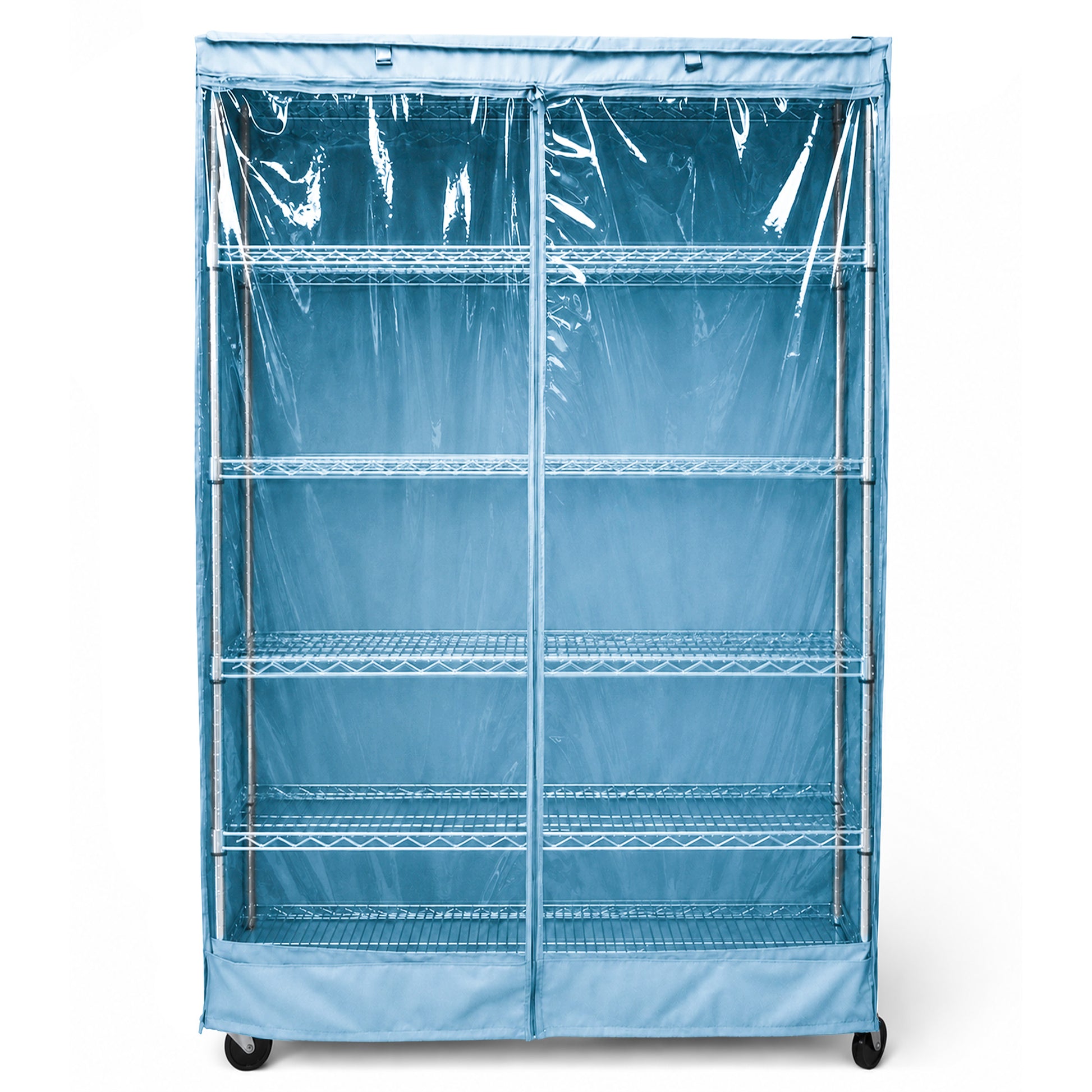 Storage Shelving Unit Cover, fits racks 48"W x 18"D x 72"H one side see through panel in Glacier Blue - Formosa Covers